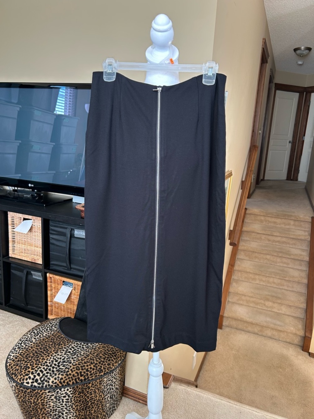 Simons Black Zip-Front Pencil Skirt